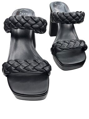a new day Black Braided Block Heel Sandals Size 9
